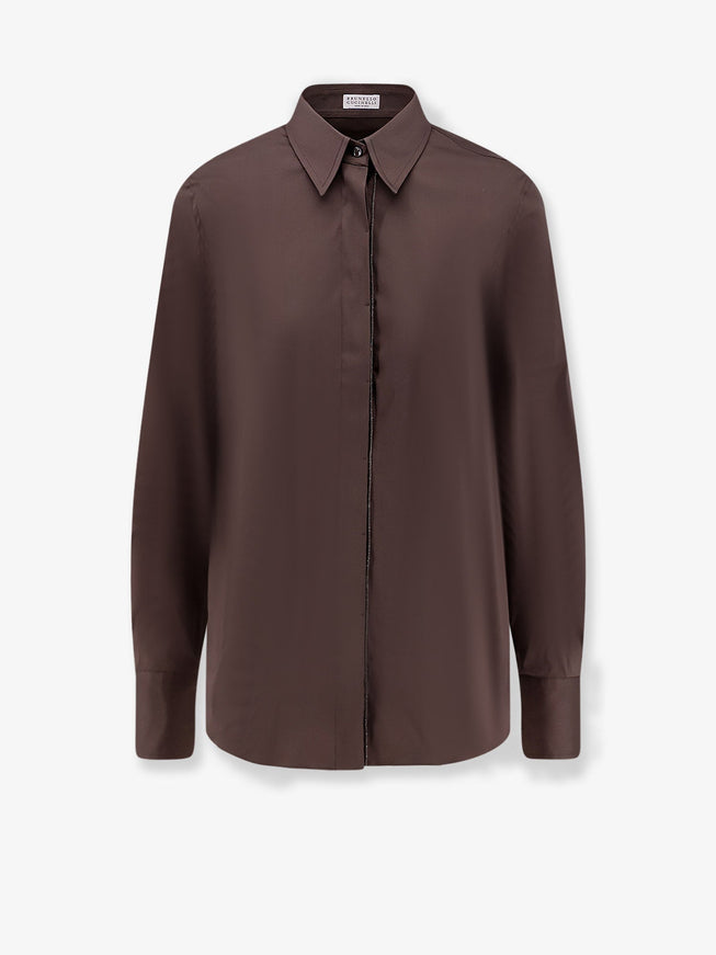 Brunello Cucinelli Cotton Blend Shirt Dark Brown