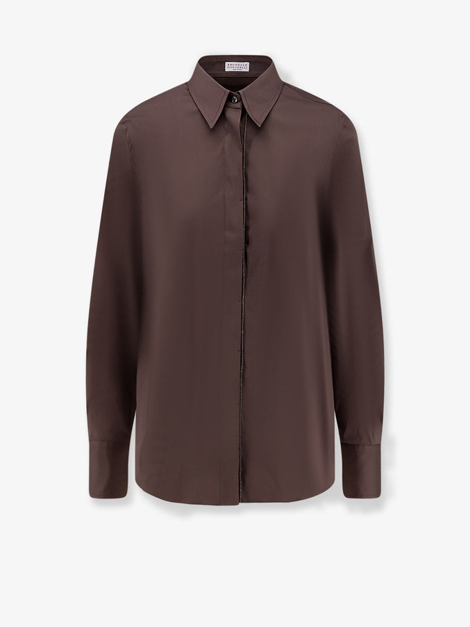 Brunello Cucinelli Cotton Blend Shirt Dark Brown