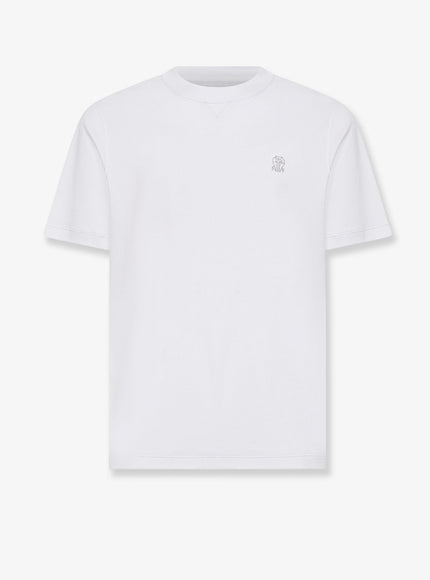 Brunello Cucinelli Cotton T-Shirt With Logo Bianco Grigio