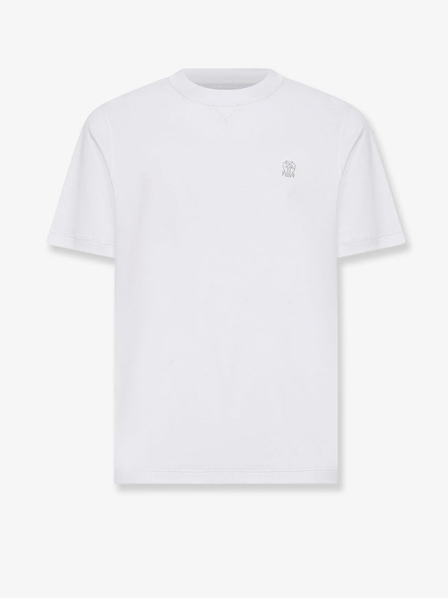 Brunello Cucinelli Cotton T-Shirt With Logo Bianco Grigio