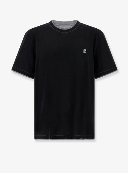 Brunello Cucinelli Cotton T-Shirt Nero Grigio Medio