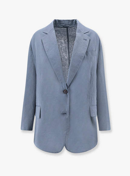 Brunello Cucinelli Deconstructed Cotton Blazer Artic Blue