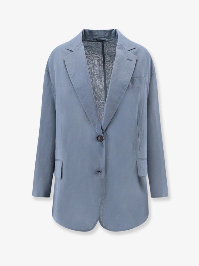 Brunello Cucinelli Deconstructed Cotton Blazer Artic Blue