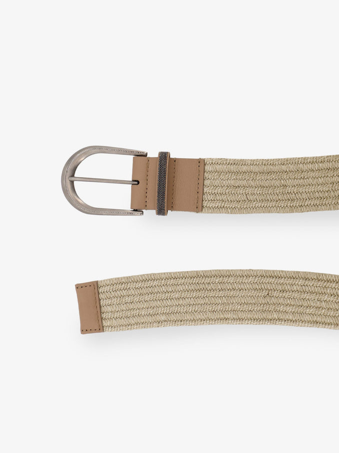 Brunello Cucinelli Linen Belt With Shiny Loop Detail