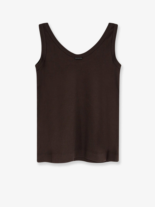 Brunello Cucinelli Cotton Blend Tank Top With Back Monili Detail