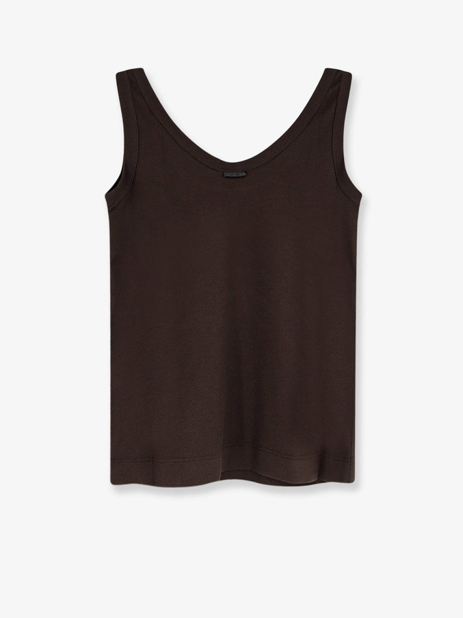 Brunello Cucinelli Cotton Blend Tank Top With Back Monili Detail