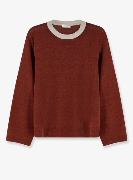 Brunello Cucinelli Linen Blend Sweater With Lurex Detail Bordeaux