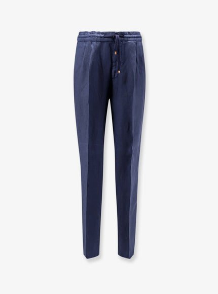 Brunello Cucinelli Linen Trousers Blucolorato