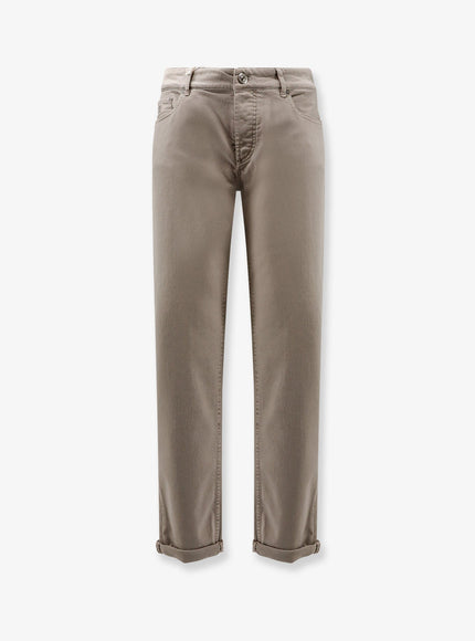 Brunello Cucinelli Traditional Fit Cotton Trousers Brown Freddo