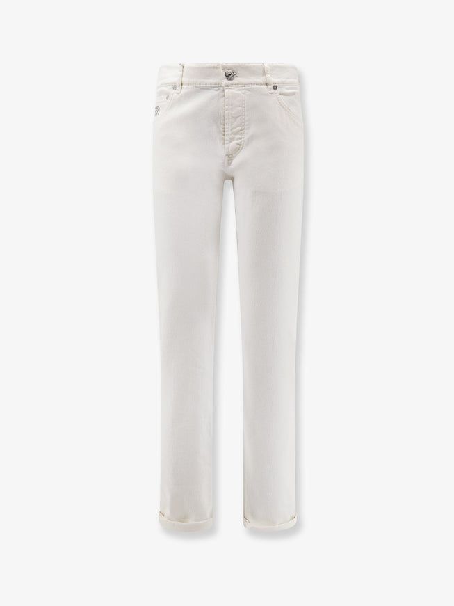 Brunello Cucinelli White Denim Trousers Neve