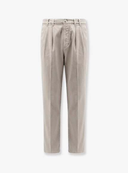 Brunello Cucinelli Stretch Canvas Trousers Brownfreddo