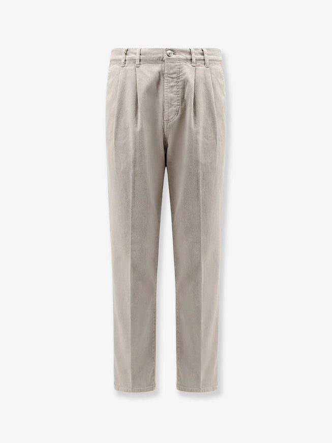 Brunello Cucinelli Stretch Canvas Trousers Brownfreddo