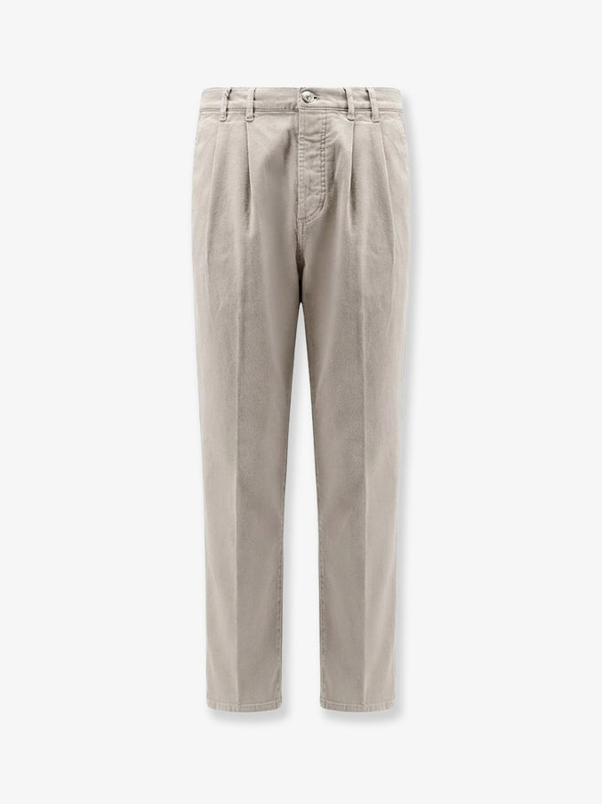 Brunello Cucinelli Stretch Canvas Trousers Brownfreddo