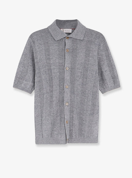 Brunello Cucinelli Linen And Cotton Blend Cardigan Grigio