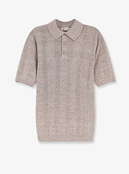 Brunello Cucinelli Linen And Cotton Blend Polo Shirt Spagonocciola