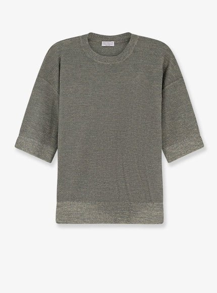 Brunello Cucinelli Linen Blend Sweater With Lurex Effect Militare
