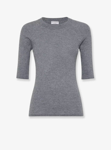 Brunello Cucinelli Cashmere And Viscose Blend Lurex Sweater Ciottolo
