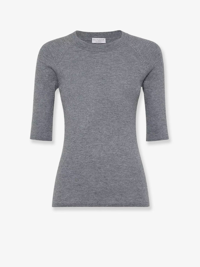 Brunello Cucinelli Cashmere And Viscose Blend Lurex Sweater Ciottolo