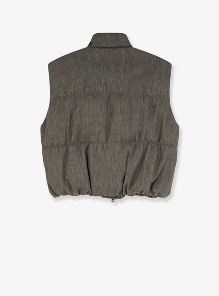 Brunello Cucinelli Sleeveless Effect Twill-Denim Down Jacket