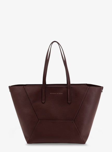 Brunello Cucinelli Bc Duo Hammered Leather Shoulder Bag Uni Burgundy