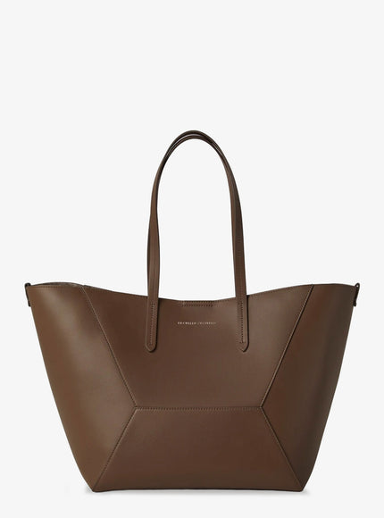 Brunello Cucinelli Bc Duo Hammered Leather Handbag Uni Mud