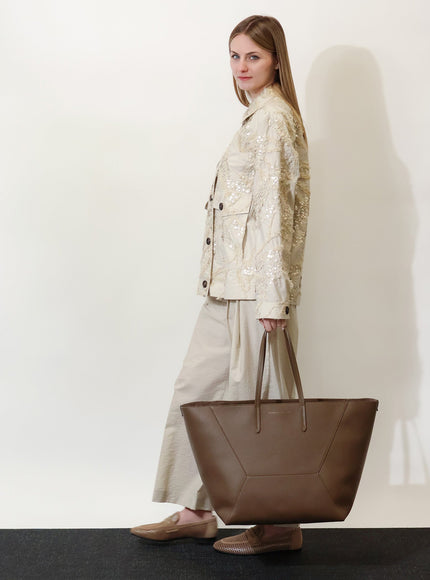 Brunello Cucinelli Bc Duo Hammered Leather Handbag