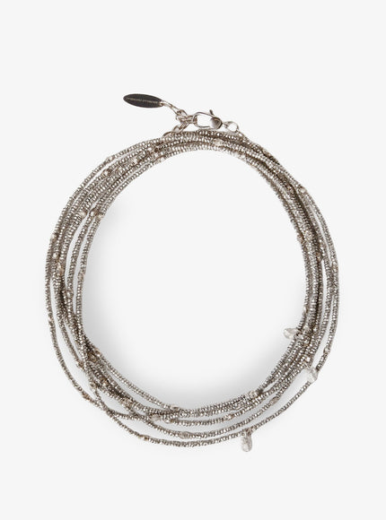Brunello Cucinelli Wrap Hematite And 925 Sterling Silver Bracelet Uni Ematitesteel