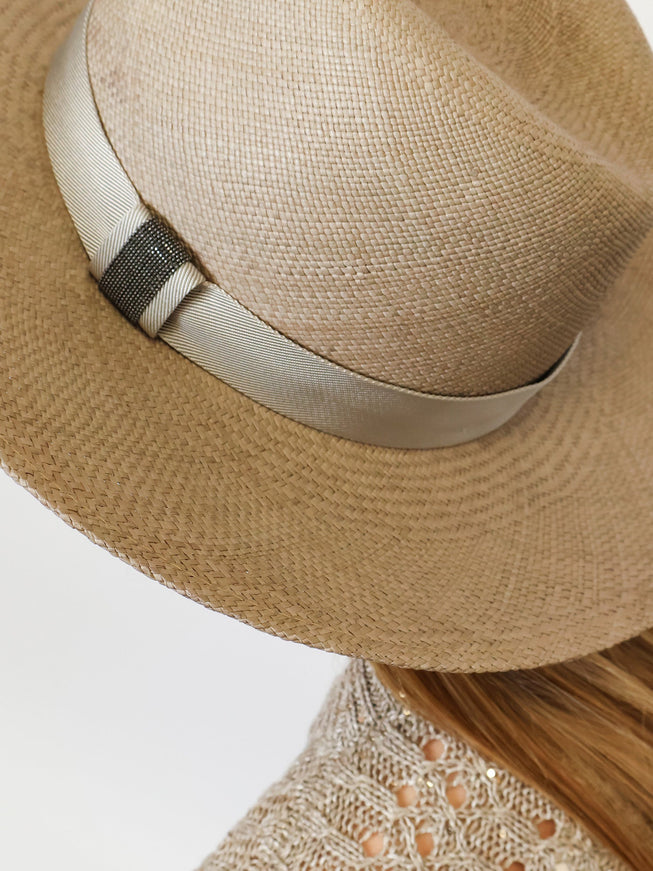 Brunello Cucinelli Raffia Fedora Hat With Monili Detail