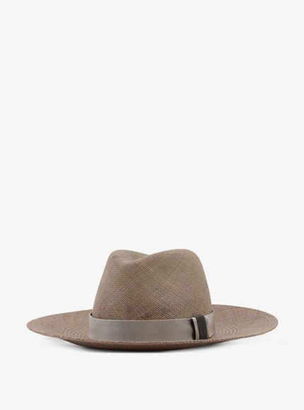 Brunello Cucinelli Raffia Fedora Hat With Monili Detail