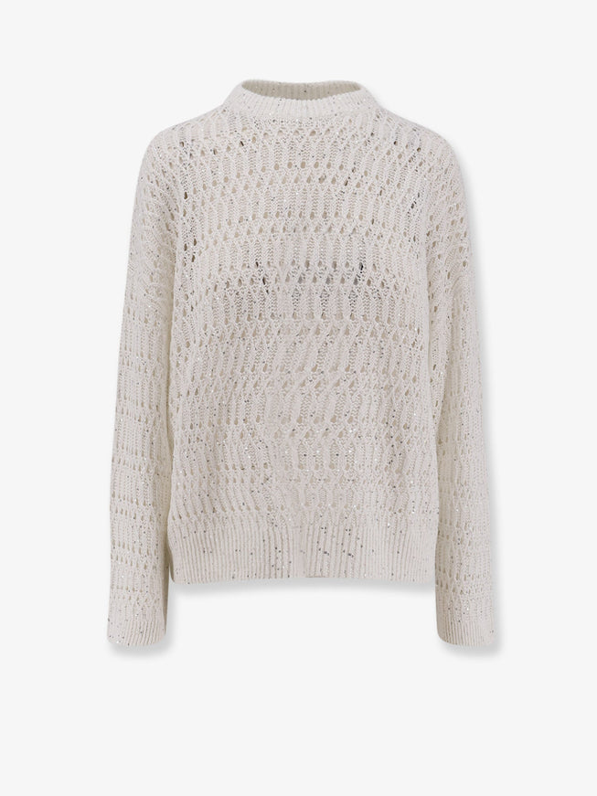 Brunello Cucinelli Silk And Nylon Sweater White