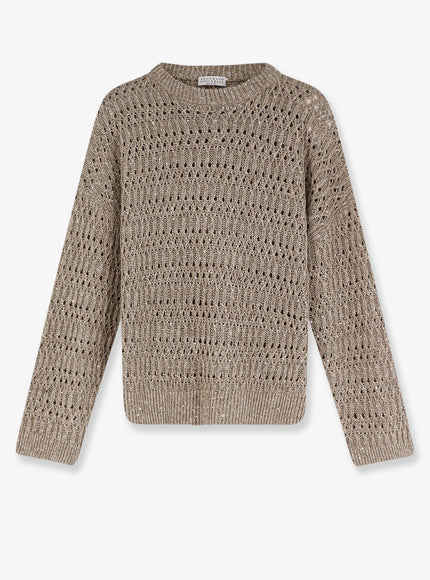 Brunello Cucinelli Silk And Nylon Sweater Mud