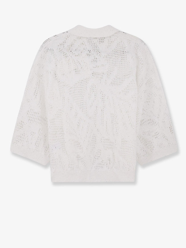 Brunello Cucinelli Linen And Cotton Sweater With All-Over Sequin Motif