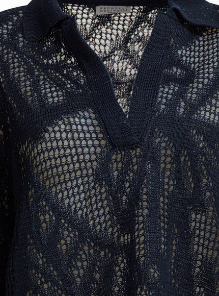 Brunello Cucinelli Linen And Cotton Sweater With All-Over Sequin Motif