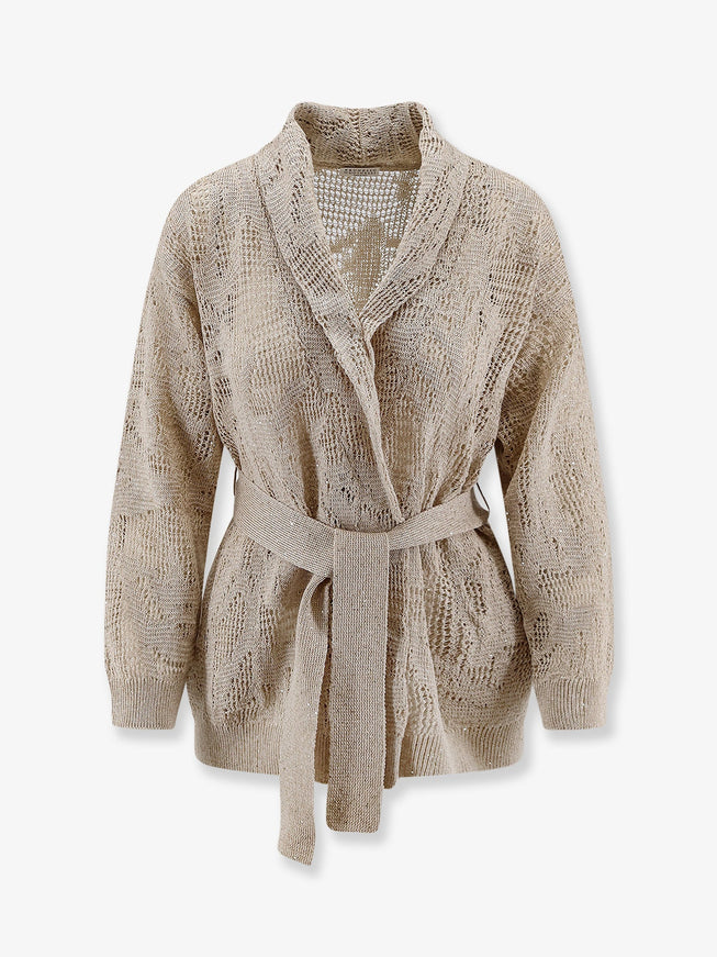 Brunello Cucinelli Cotton And Linen Cardigan Beige