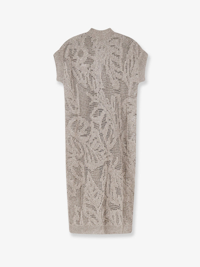 Brunello Cucinelli Linen And Cotton Blend Long Cardigan With All-Over Micro-Sequin Detail