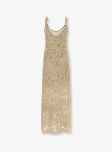 Brunello Cucinelli Knitted Linen And Cotton Long Dress