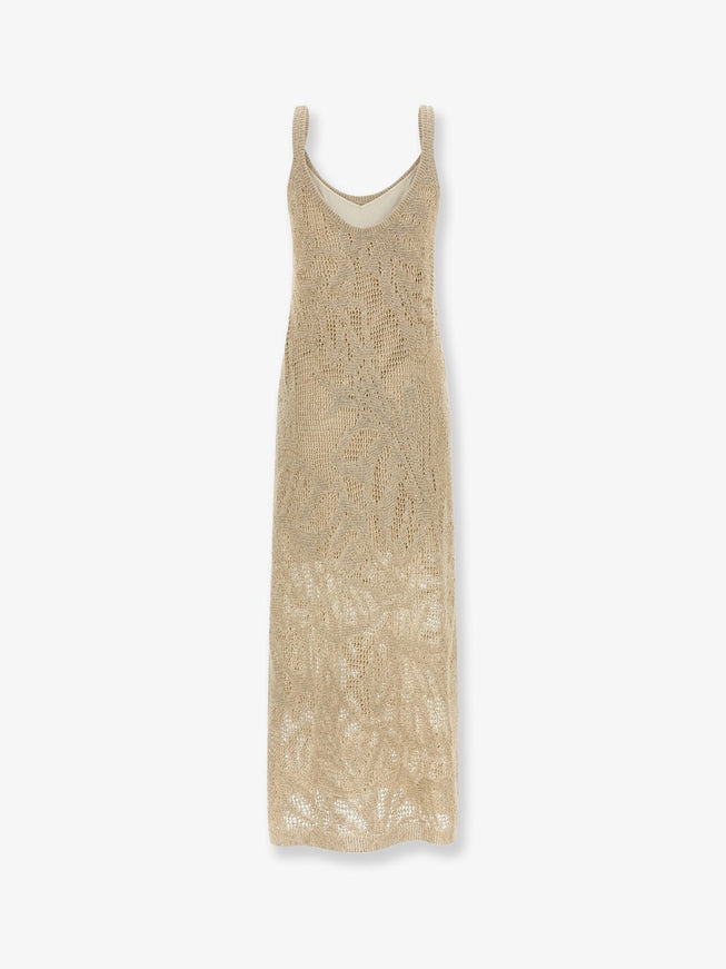 Brunello Cucinelli Knitted Linen And Cotton Long Dress