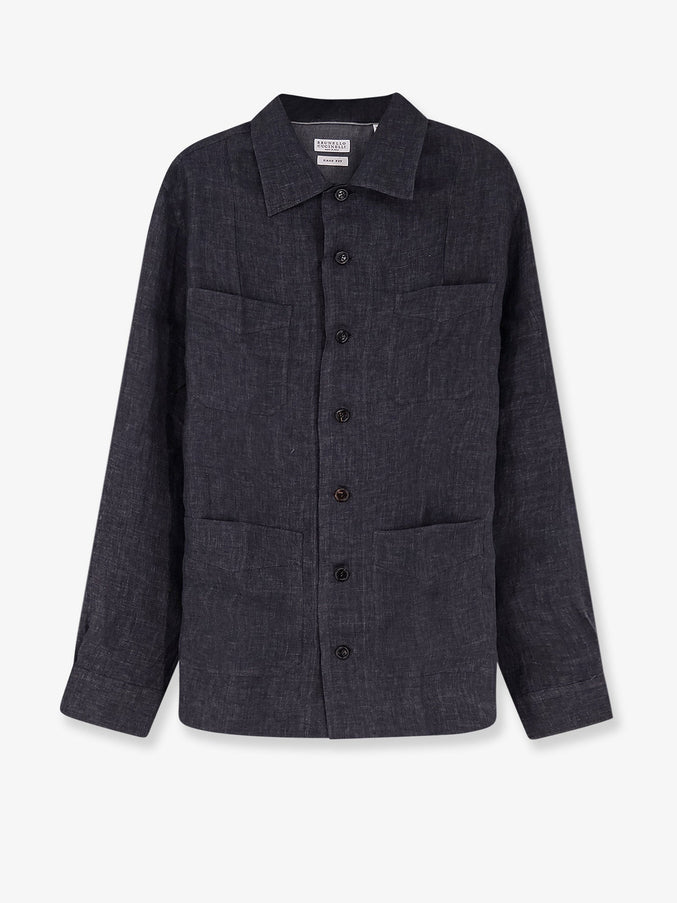 Brunello Cucinelli Easy Fit Linen Shirt Antracite