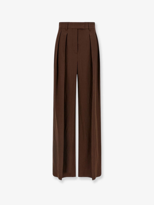 Brunello Cucinelli Viscose And Linen Trousers Cocoa