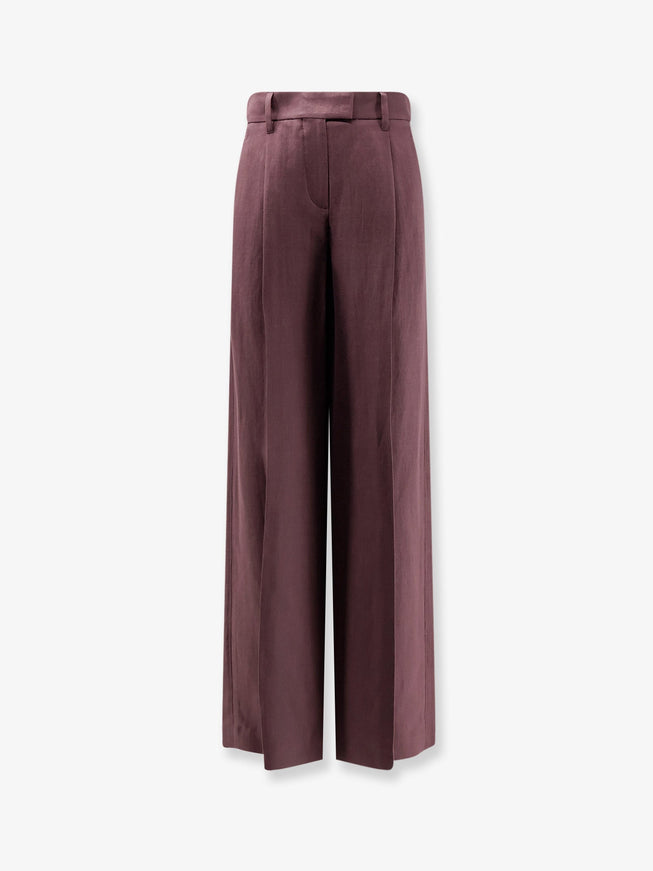 Brunello Cucinelli Viscose And Linen Trousers Rhubarb
