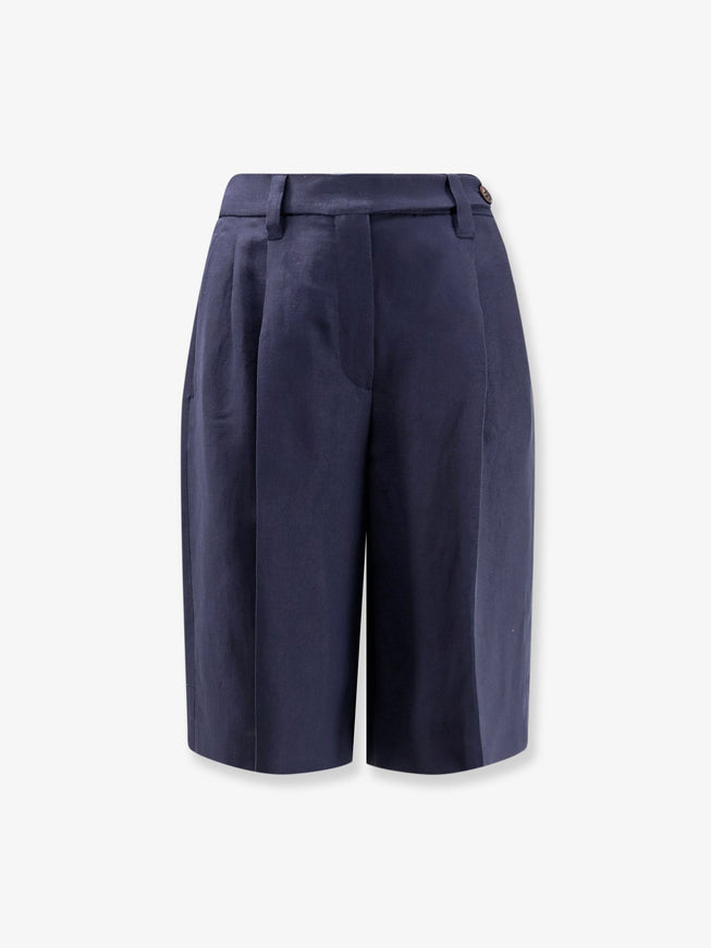 Brunello Cucinelli Viscose And Linen Bermuda Shorts Abyss