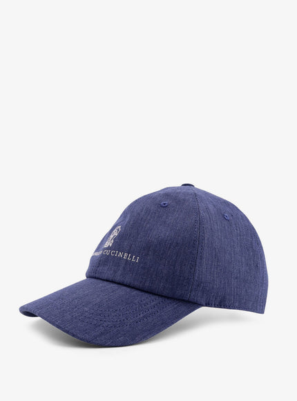 Brunello Cucinelli Denim Hat With Embroidered Logo On The Front