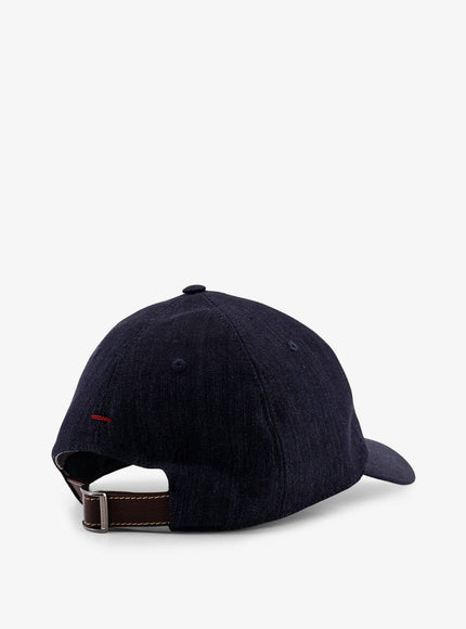 Brunello Cucinelli Denim Hat With Embroidered Logo On The Front