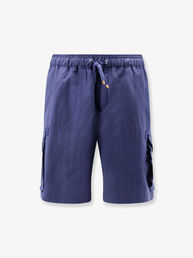 Brunello Cucinelli Linen And Cotton Shorts Blucolorato