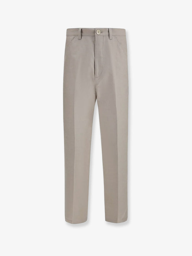 Brunello Cucinelli Cotton And Linen Trousers Brownfreddo