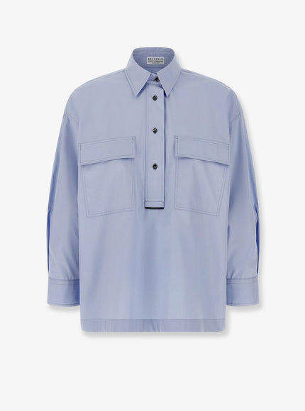 Brunello Cucinelli Cotton Shirt Light Blue