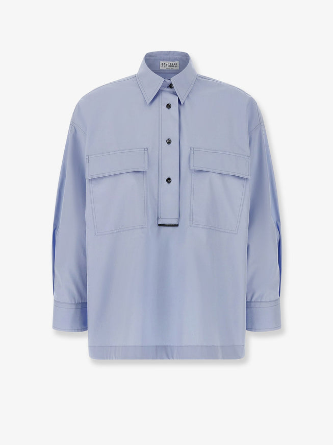 Brunello Cucinelli Cotton Shirt Light Blue