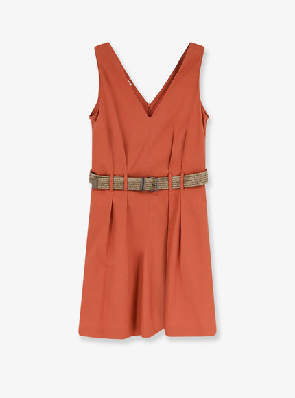 Brunello Cucinelli Mini Dress With Belt Tangerine