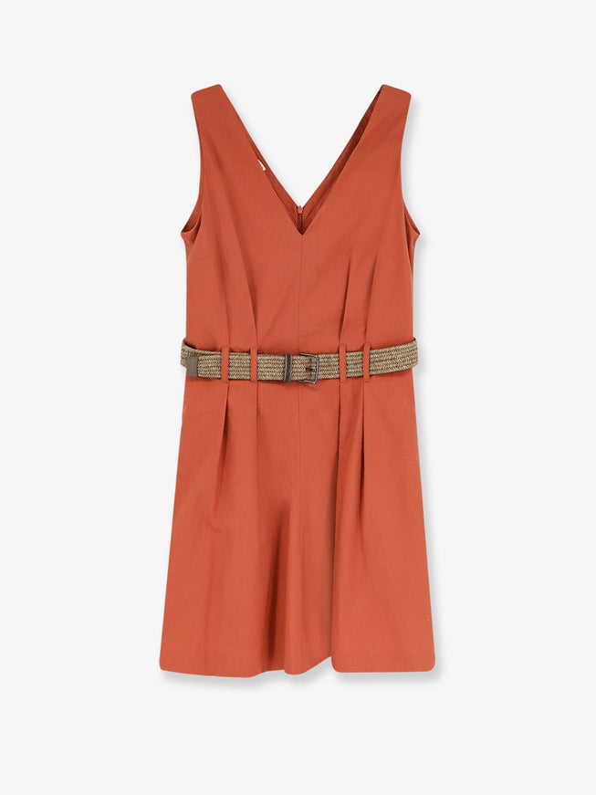 Brunello Cucinelli Mini Dress With Belt Tangerine