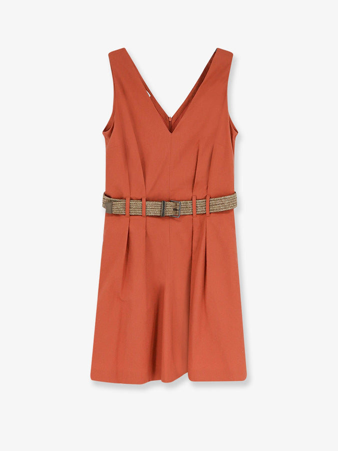 Brunello Cucinelli Mini Dress With Belt Tangerine